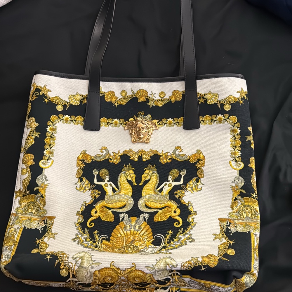 Versace Black and Gold Medusa Tote